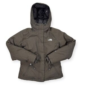 The North Face Goose Down Jacket Women's XS Brown Insulated Winter Coat Hooded